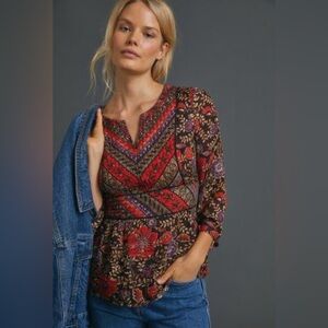 Anthropologie-Daniel Rainn Audrey Quilted Tunic Blouse